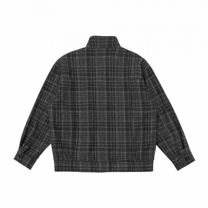 Men's Boxy Blouson made of wool blend with stand-up collar, concealed button placket and leather applications Chichicherry