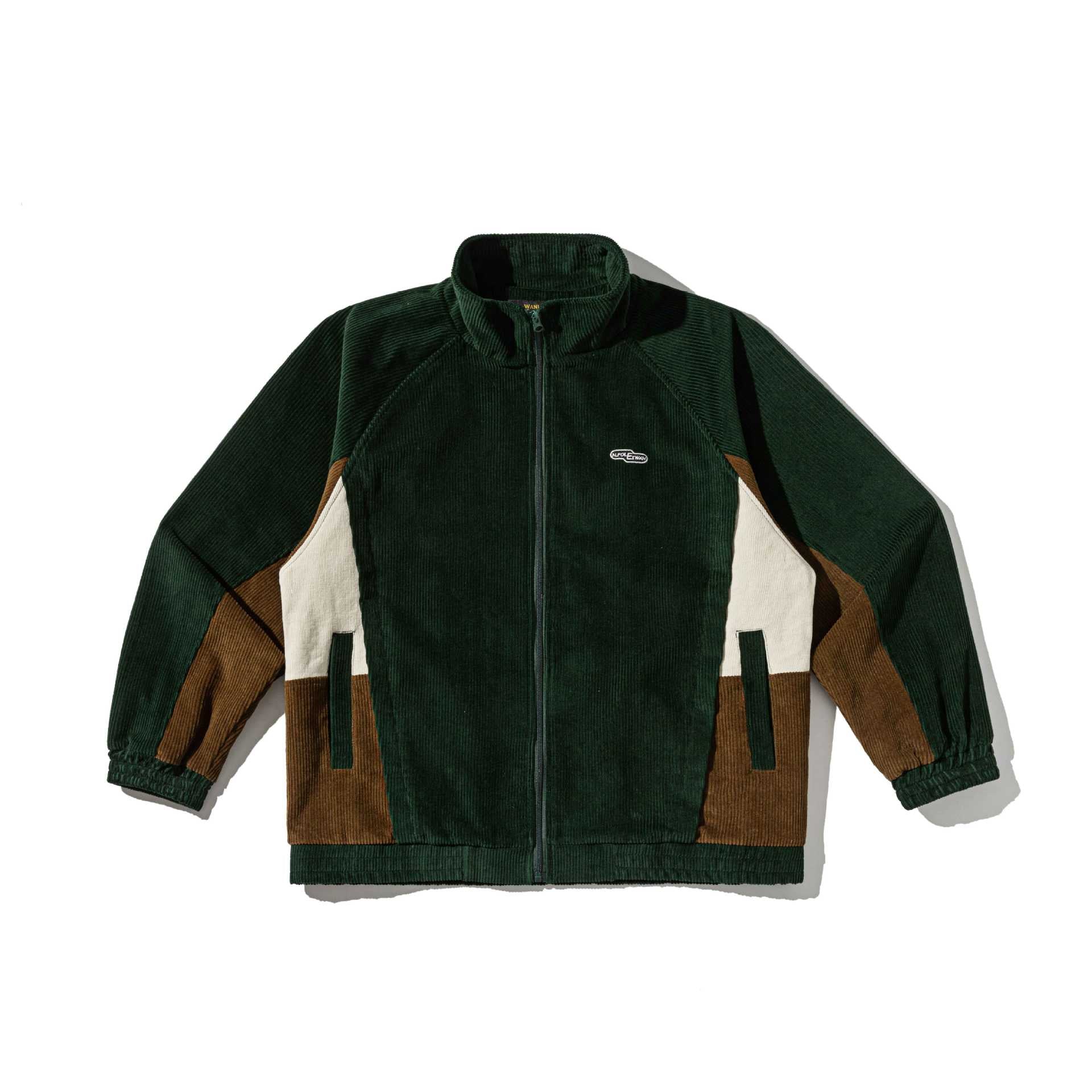 Unisex Short Cut Cord Track Jacket in Retro Utility Style with Stand-up Collar Chichicherry