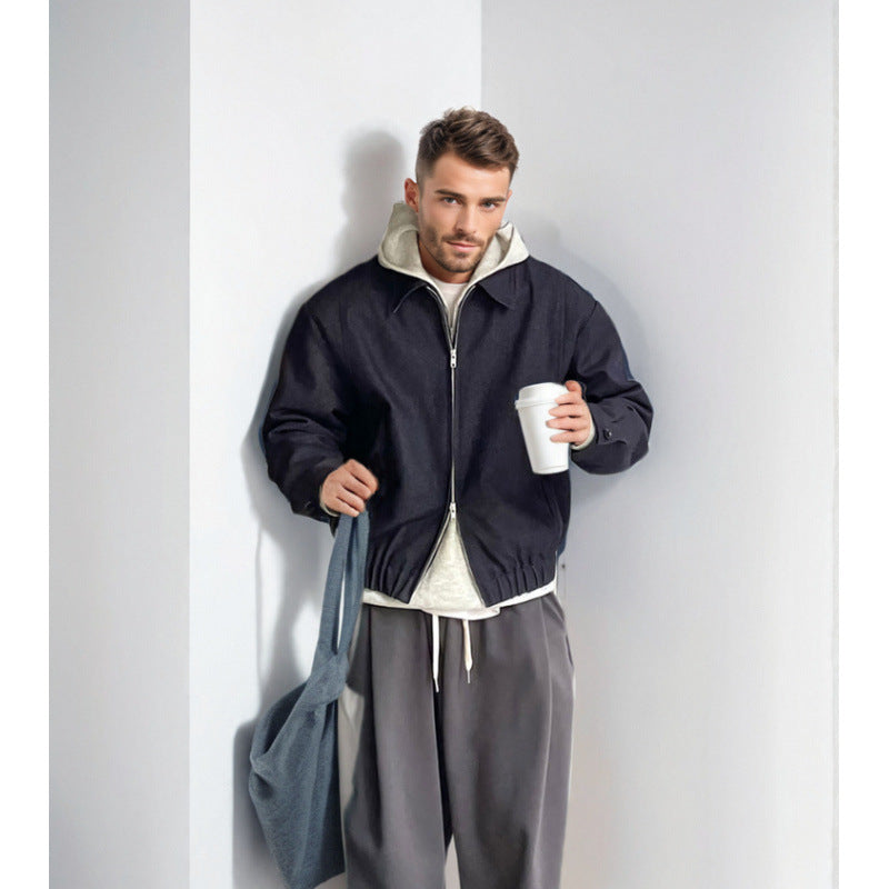 Herren Kapuzen-Halbzip-Pullover aus weichem Strukturstrick Chichicherry