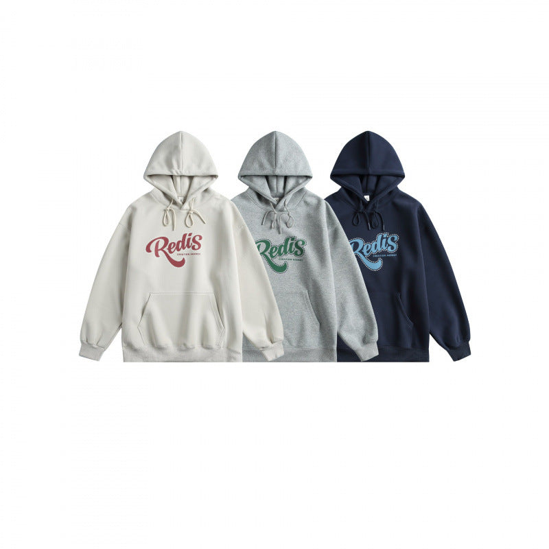 Unisex Oversized Hoodie with Kangaroo Pocket, Logo Print and Wide Ribbed Hem Chichicherry