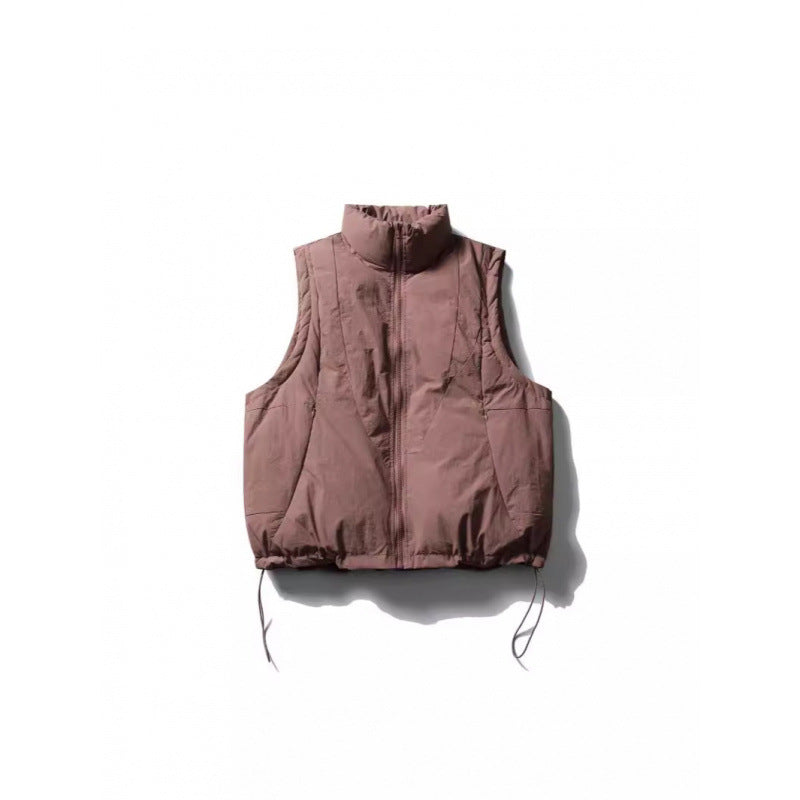 Ladies Lightly Padded Sleeveless Stand Collar Vest with Drawstring Hem Chichicherry