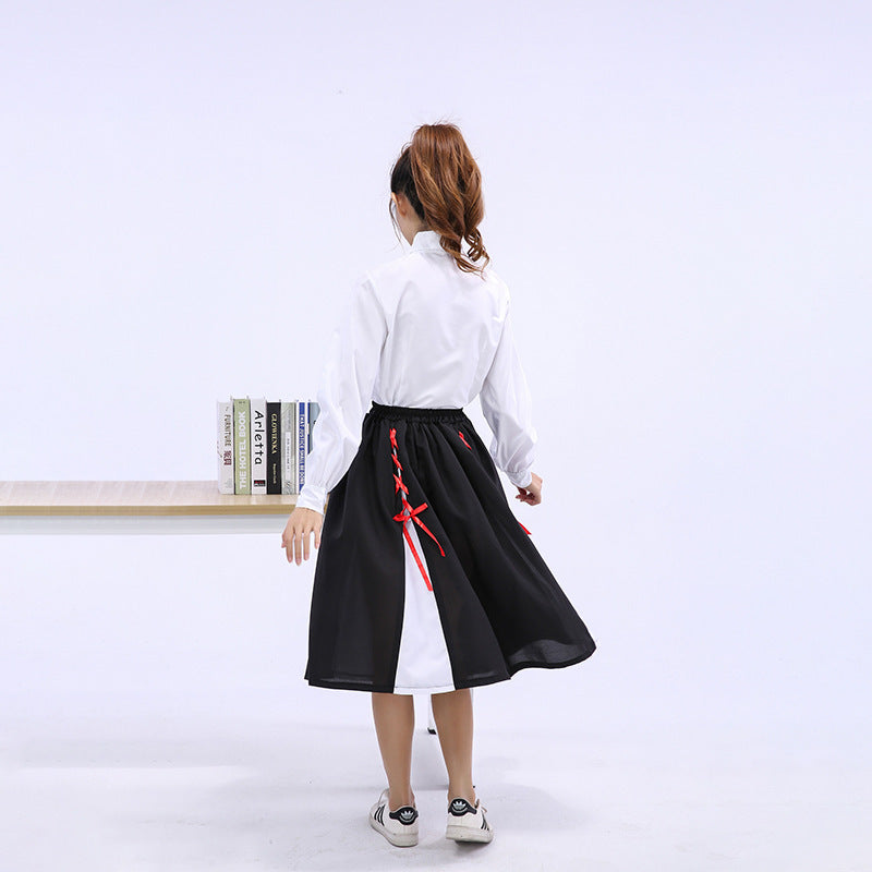 Girls Elegant Blouse with Ruffled Skirt and Bow Details Chichicherry