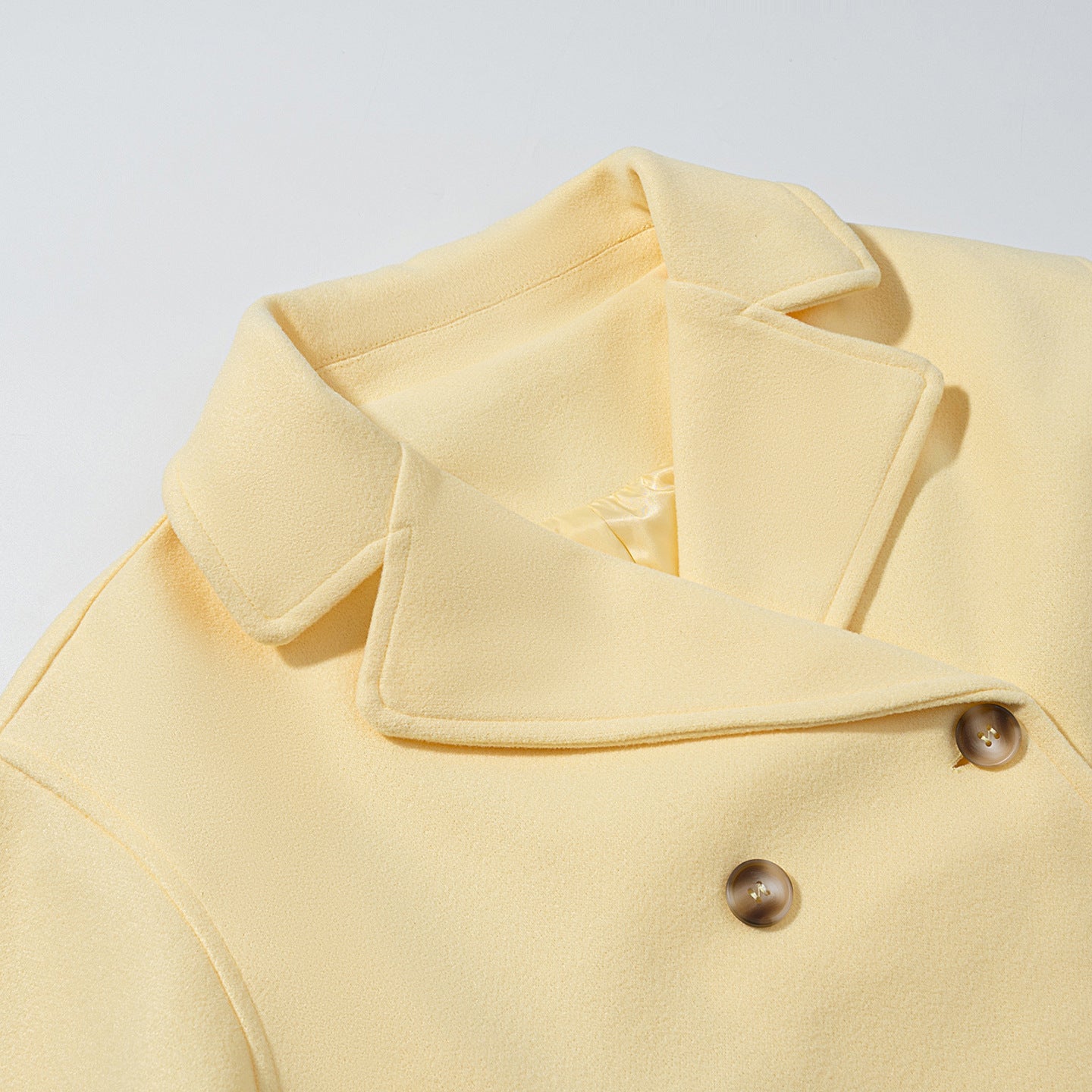 Women Short Oversize Wool Blend Double-Breasted with Wide Lapel Chichicherry