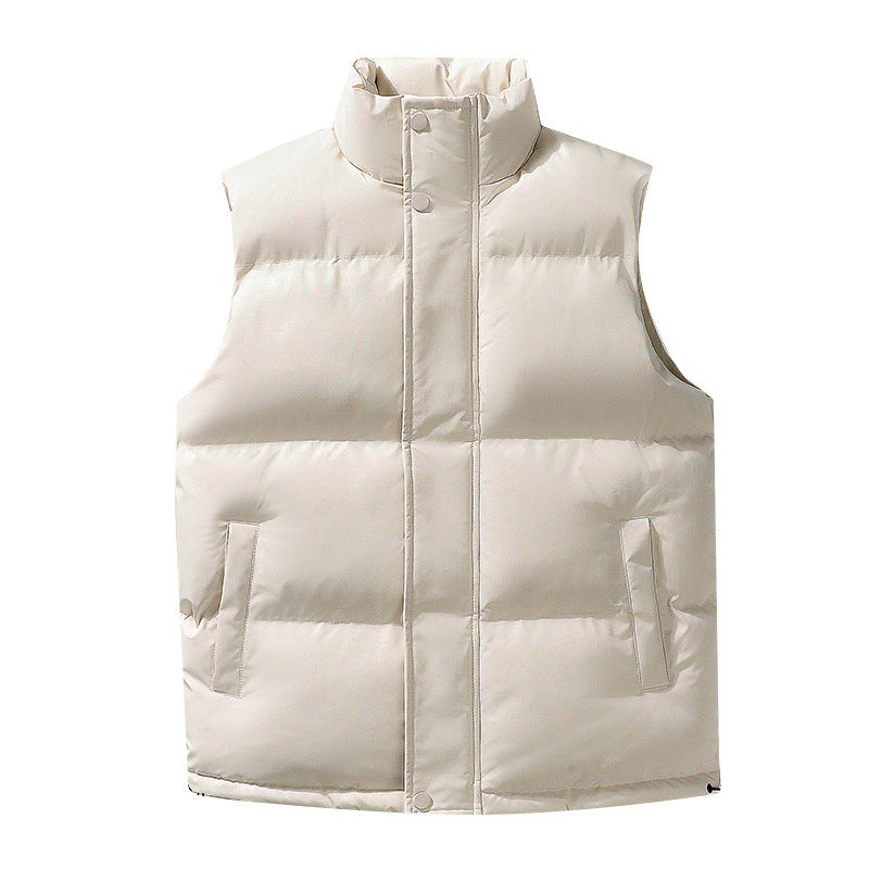 Women's Oversize Puffer Vest with High Standing Collar, Front Placket, and Adjustable Drawstring Hem Chichicherry