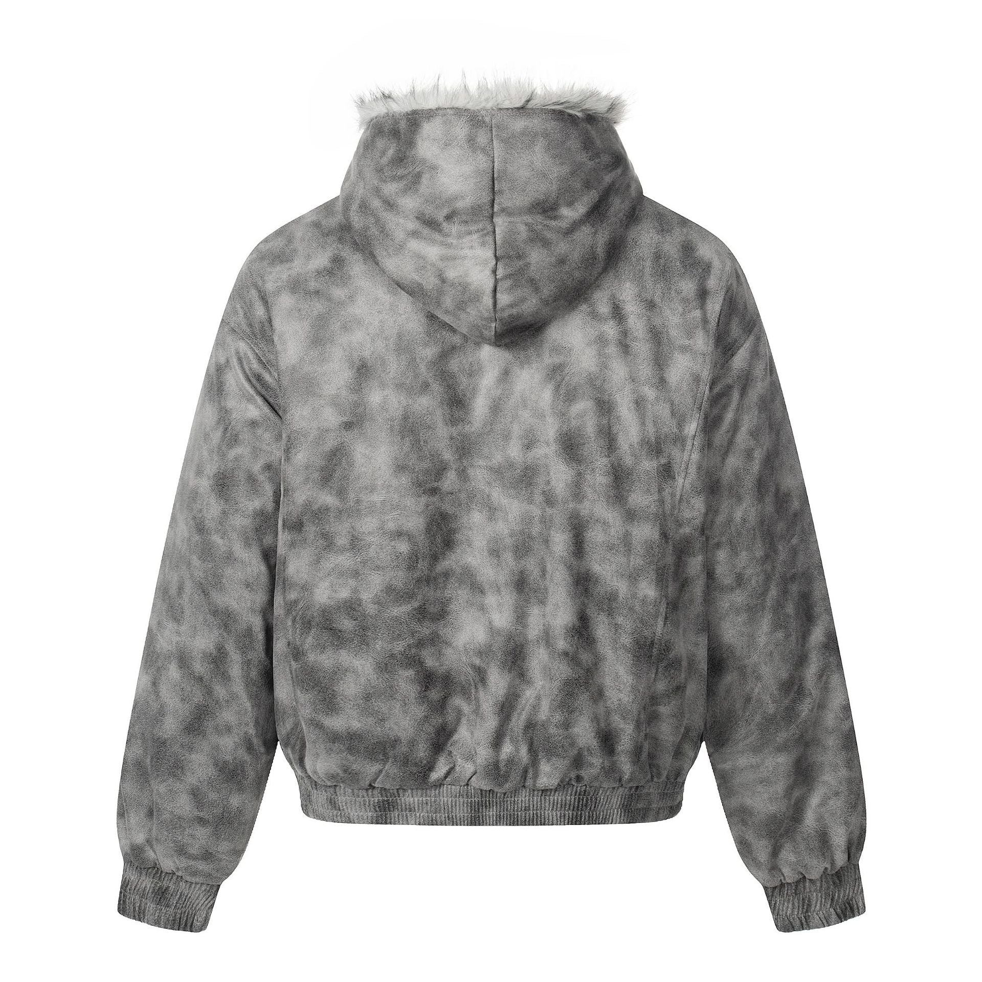 Women's short jacket in vintage suede look with hood and teddy lining Chichicherry