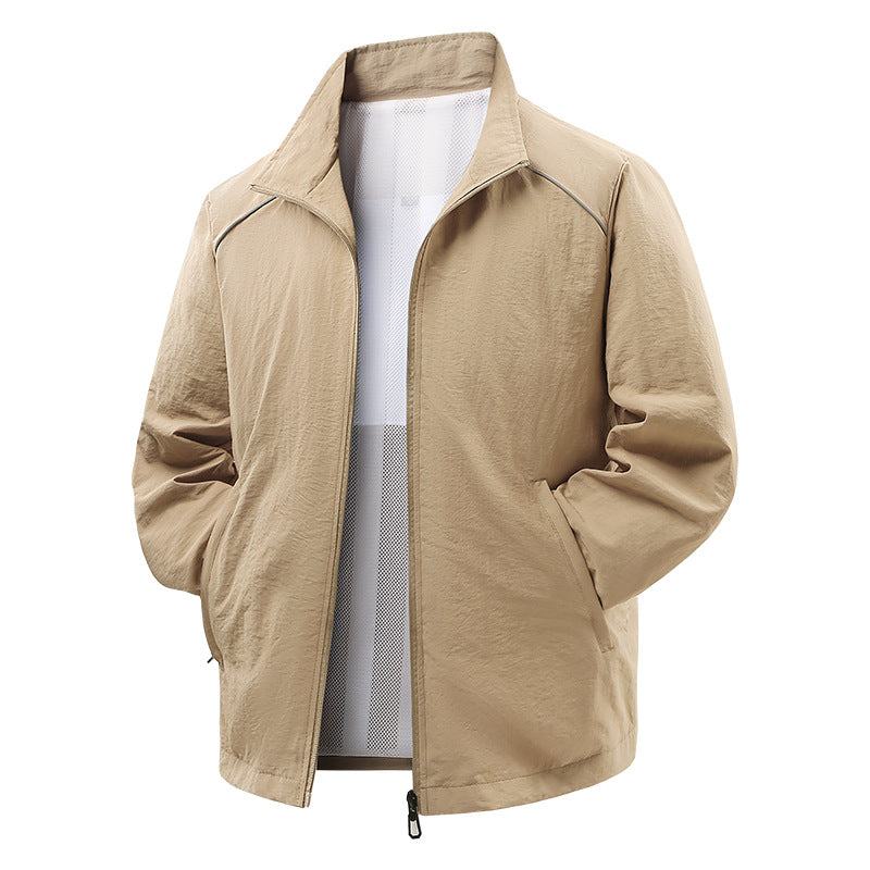 Men's Lightweight Wind and Rain Jacket with Mesh Lining and Reflective Shoulder Piping Chichicherry