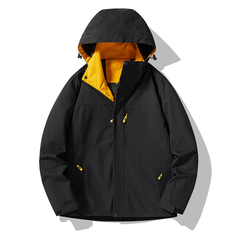 Men's minimalist technical hooded softshell jacket with matte finish and concealed zippers Chichicherry