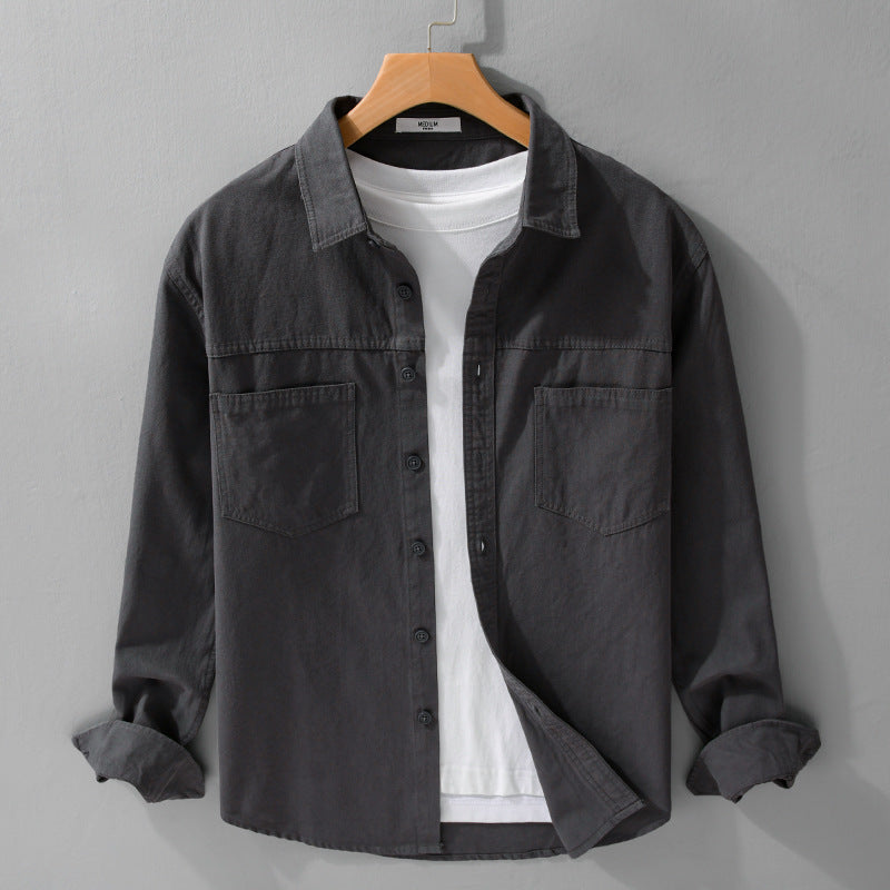 Men's utility shirt jacket made of cotton twill with concealed button placket and relaxed fit Chichicherry