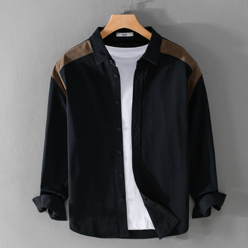 Men's overshirt with contrast yoke and loose fit made of cotton blend Chichicherry