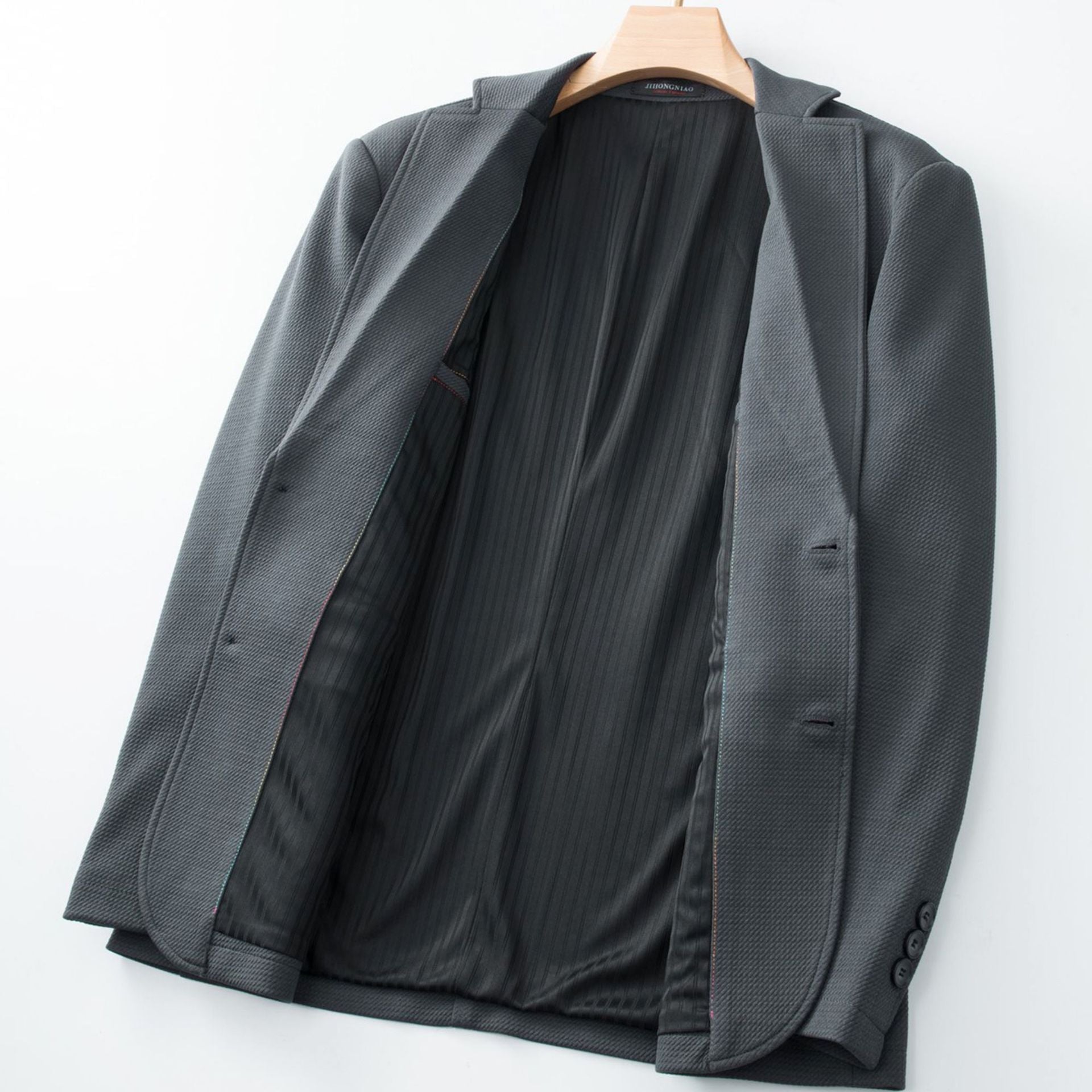Men's Single-Breasted Structured Blazer with Notched Lapel and Fine Fabric Texture Chichicherry