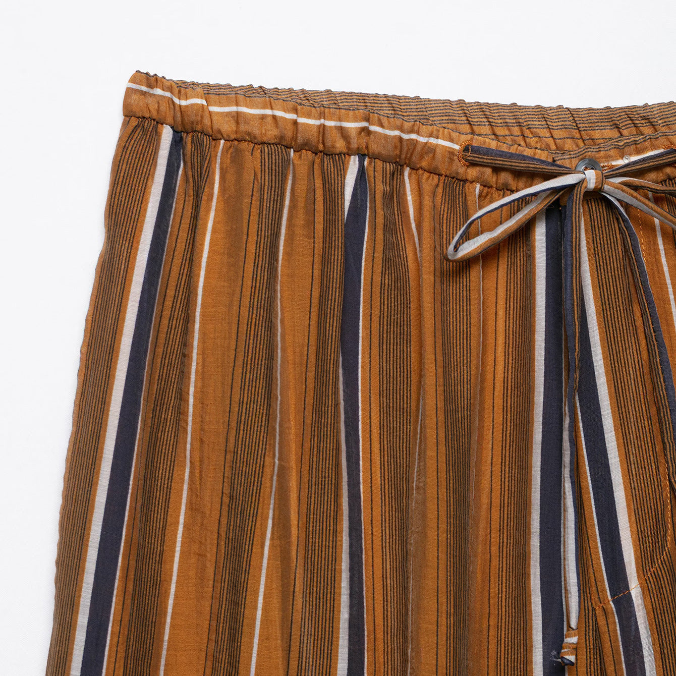 Ladies Wide Palazzo Pants with Drawstring Waist and Vertical Stripe Jacquard Chichicherry