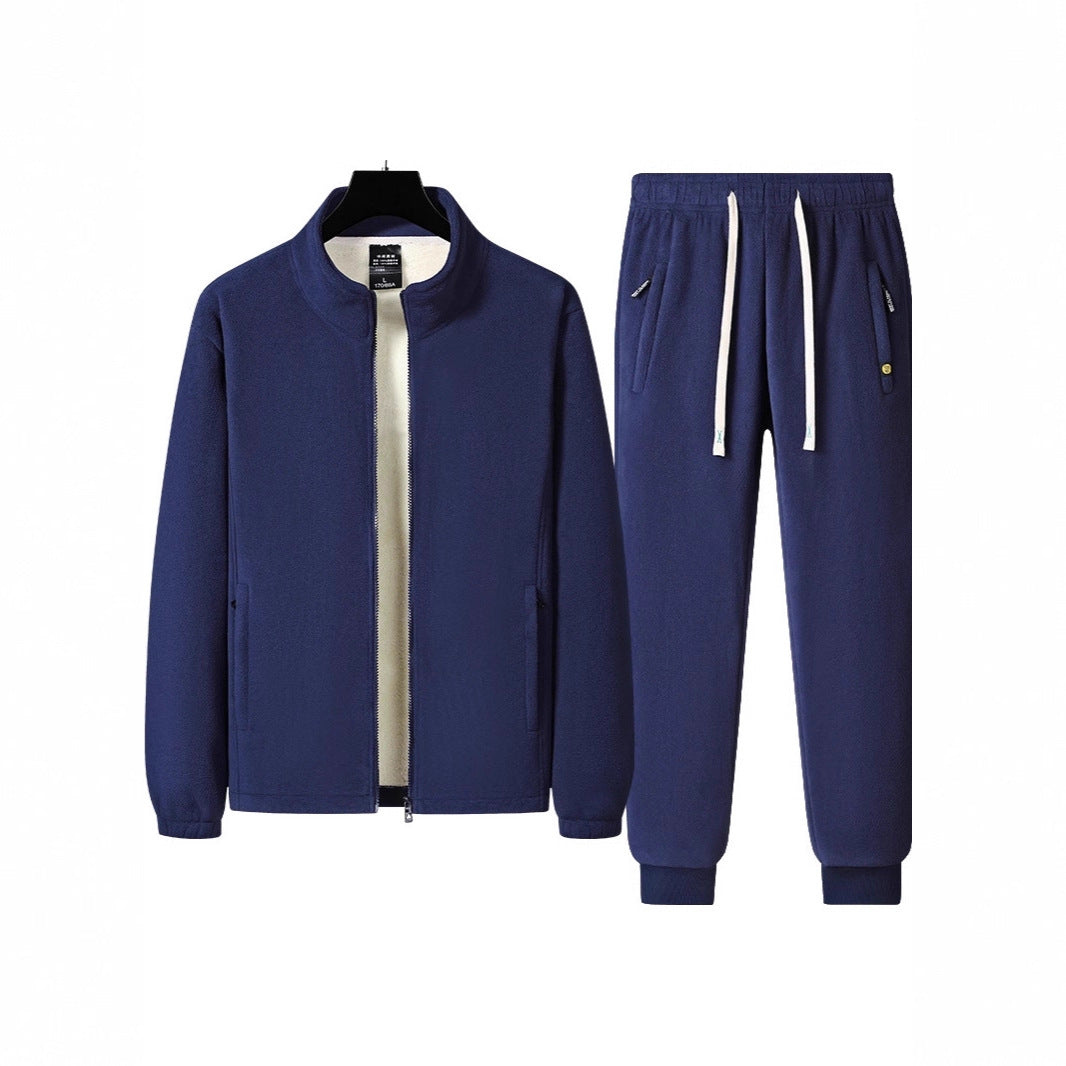 Men's Three-Piece Thermal Fleece Training Set with Padded Vest and Jogging Pants Chichicherry