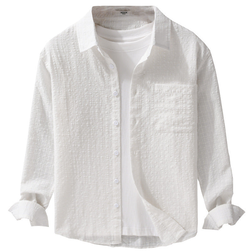 Men's cotton structured shirt in layering look with chest pocket and Kent collar Chichicherry