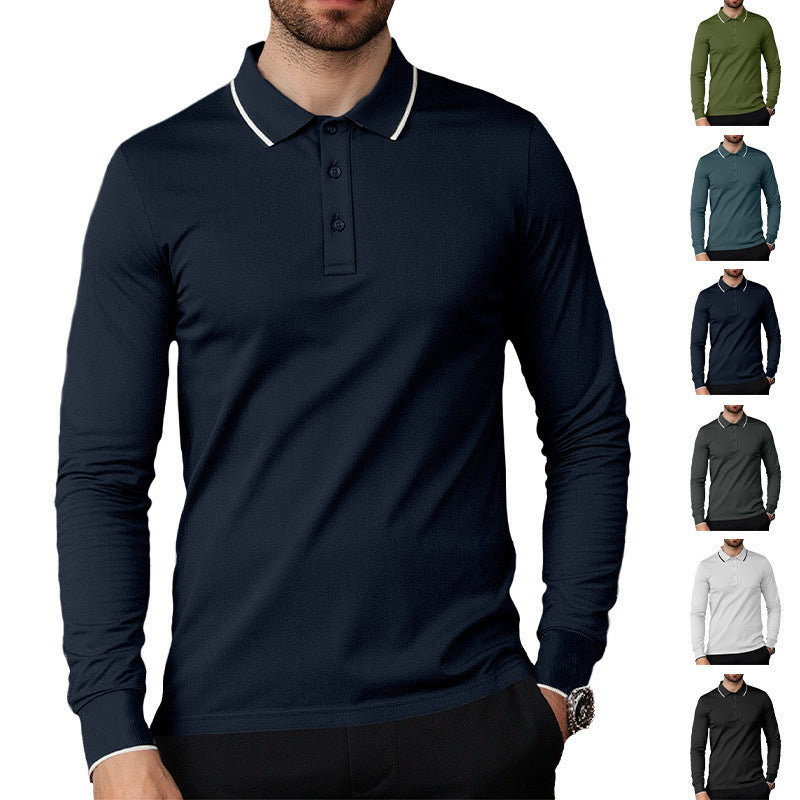 Men's Long Sleeve Pique Polo with Contrasting Collar and Cuffs Chichicherry