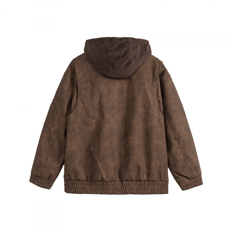 Unisex Oversize Hoodie Bomber Jacket in Velour Look with Hood, Arm Pocket and Elastic Hem Chichicherry