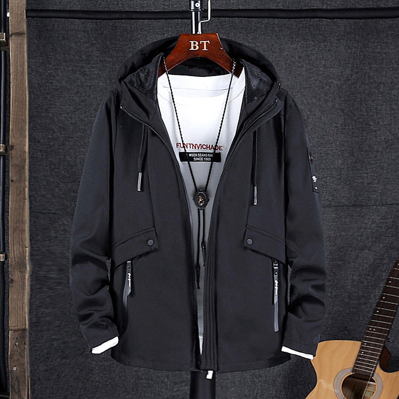 Men's wind and water-resistant softshell field jacket with mesh hood lining and concealed zip pockets Chichicherry