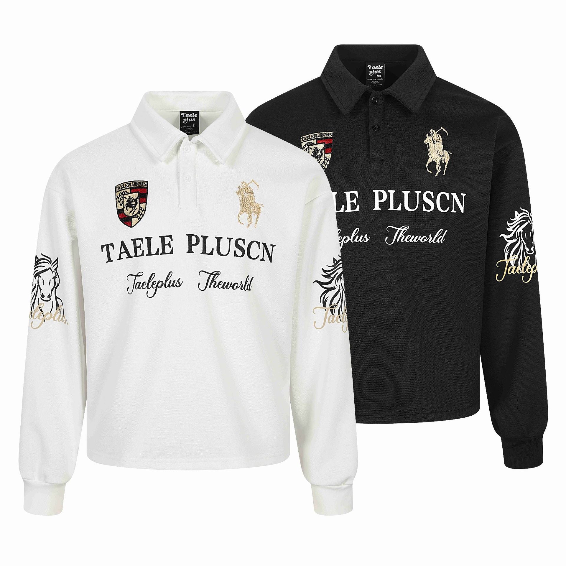 Unisex Long-Sleeve Rugby Polo Shirt with Embroidery and Kent Collar Chichicherry