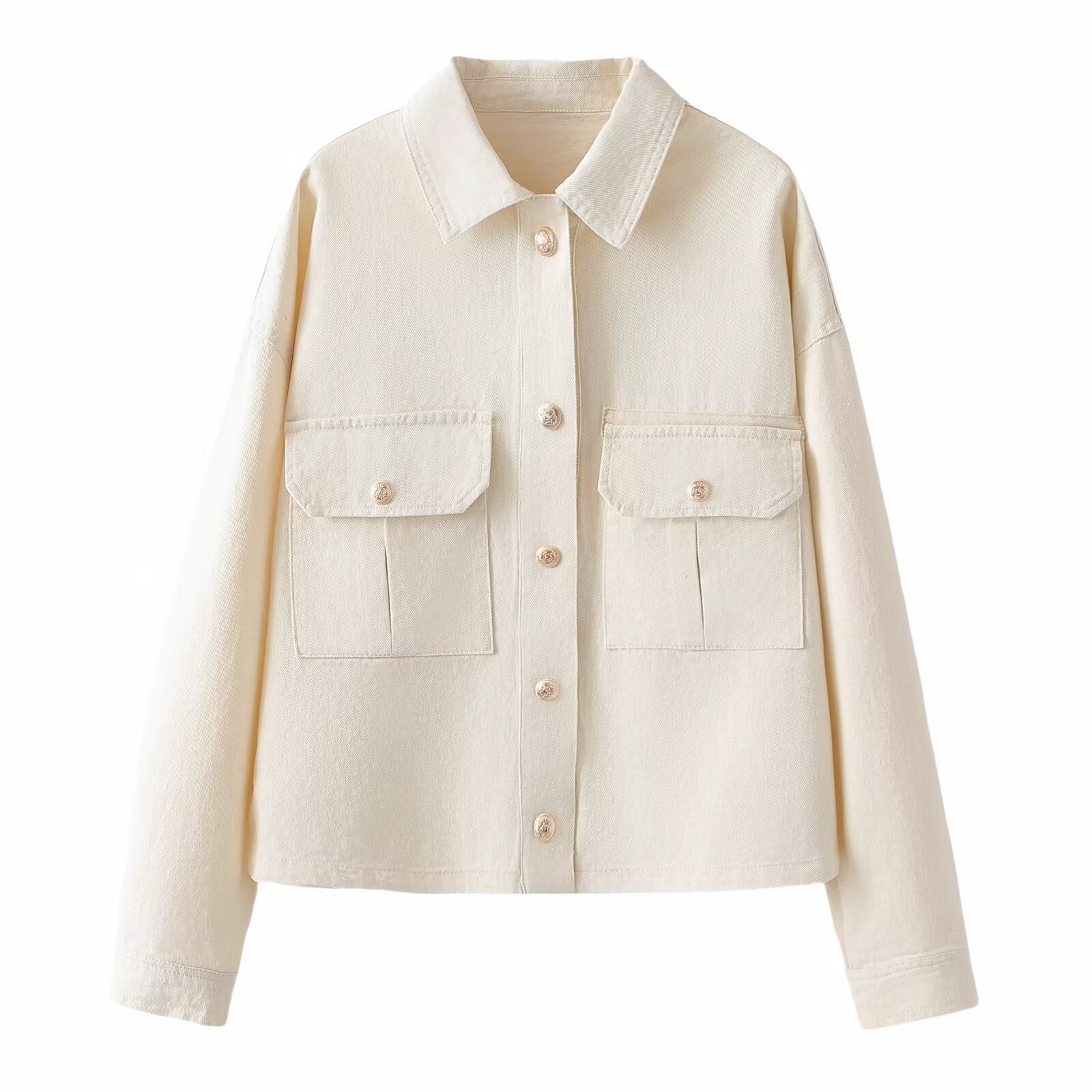 Women's Oversize Utility Jacket made of twill with appliquéd chest pockets Chichicherry