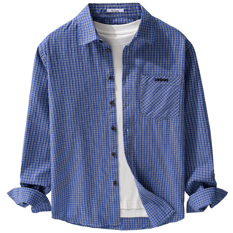 Men's check layering shirt in overshirt style made of soft cotton poplin Chichicherry