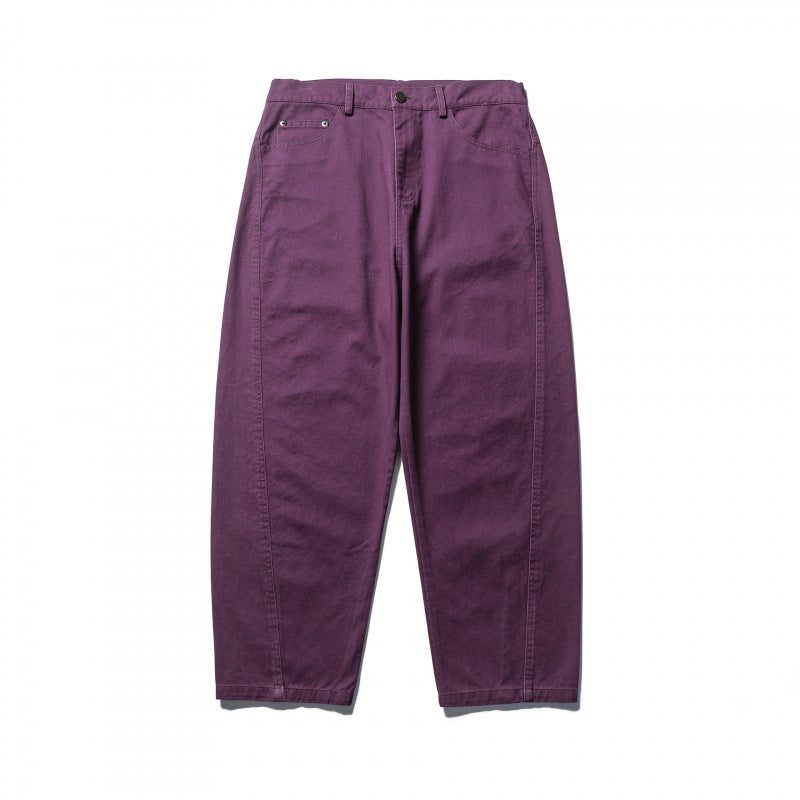 Men's Wide Tapered Denim Pants with High Waist and Prominent Step Closures Chichicherry