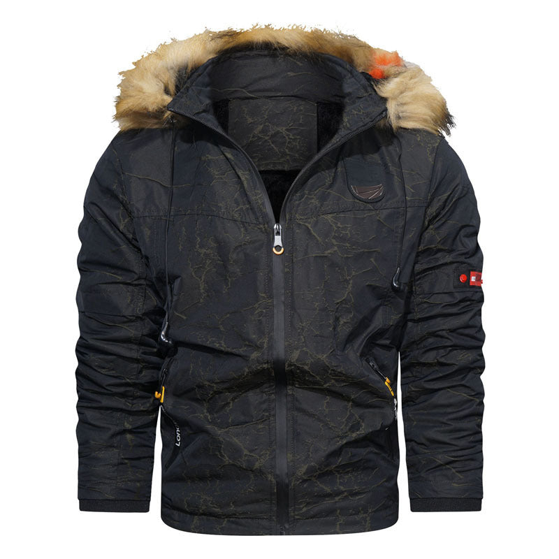 Men's thermally insulated parka in utility style with faux fur hood and padded lining Chichicherry