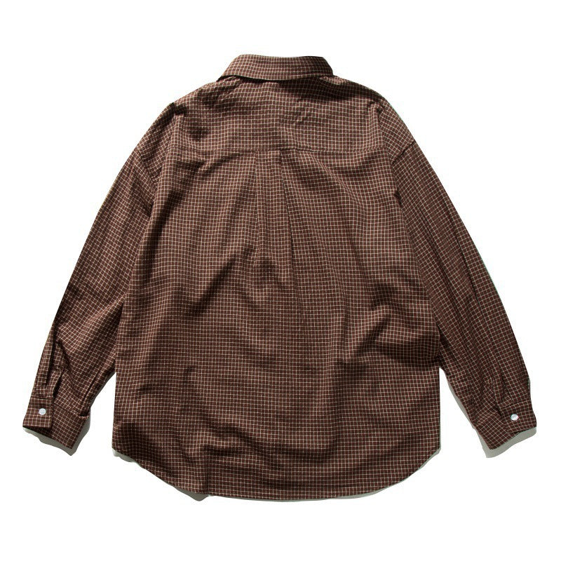 Men's Oversized Checkered Long Sleeve Shirt with Chest Pocket Chichicherry