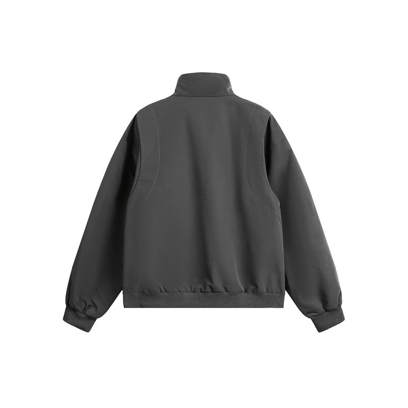 Men's Urban Microfiber Blouson with Stand-Up Collar, Hidden Button Placket and Zipper Pockets Chichicherry
