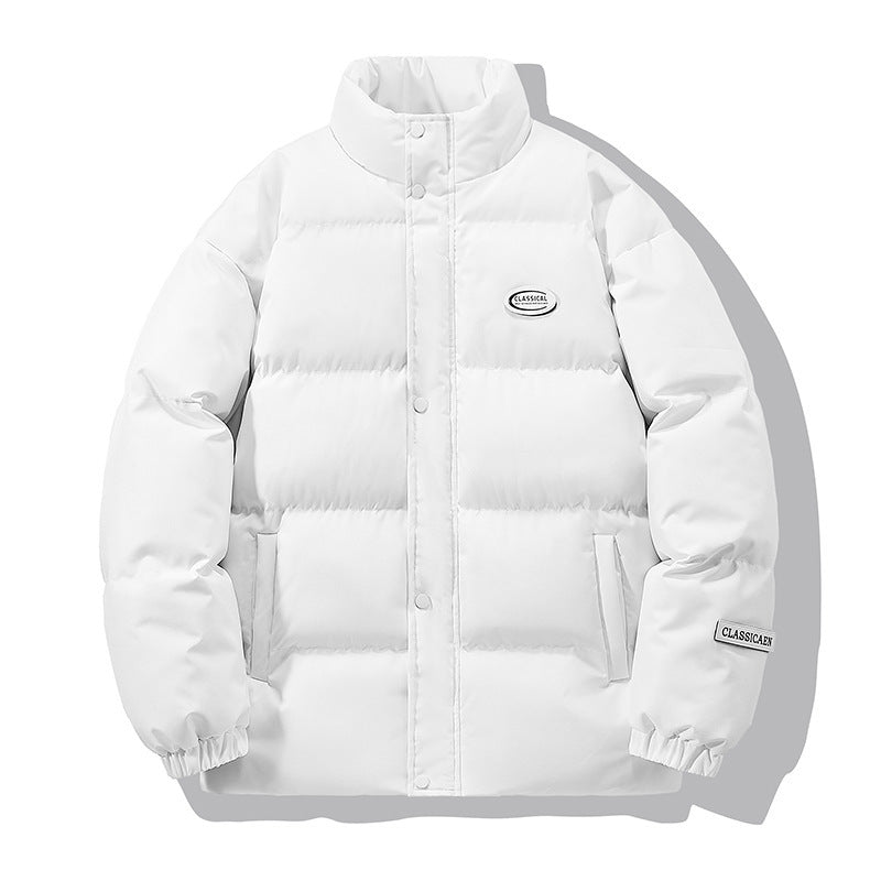 Men's oversized quilted jacket with high stand-up collar and snap button front Chichicherry