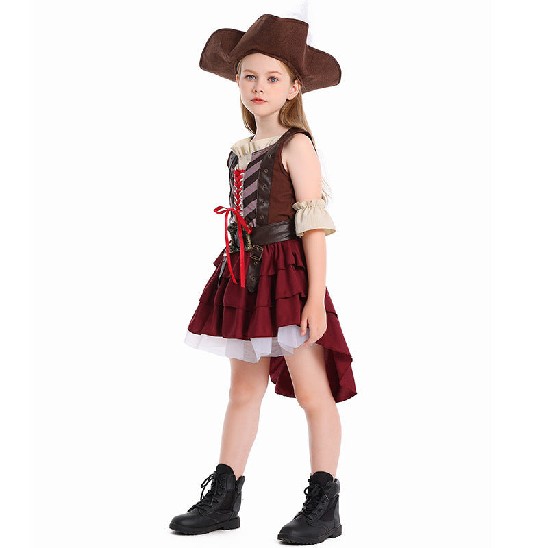 Girl Pirate Costume with Playful Ruffle Detail and Authentic Accessories Chichicherry