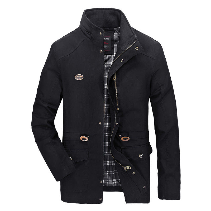 Men's mid-length parka with hood, checkered lining and waist drawstring Chichicherry