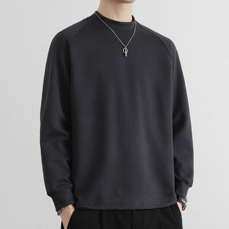 Men's Minimalist Mockneck Sweatshirt made of Tech Fleece with Raglan Sleeves Chichicherry