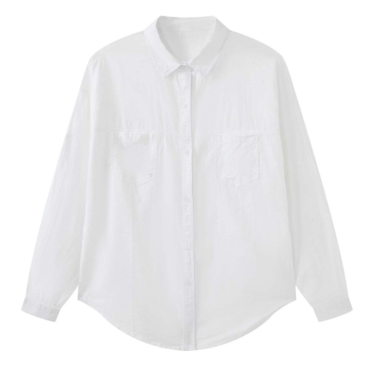 Women's Oversized Shirt Blouse with Rolled-Up Sleeves and Chest Pockets Chichicherry