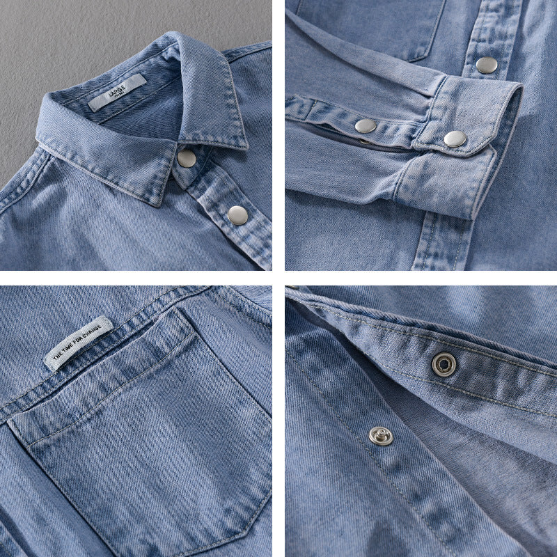 Men's jeans worker overshirt in shirt jacket style with chest pockets Chichicherry
