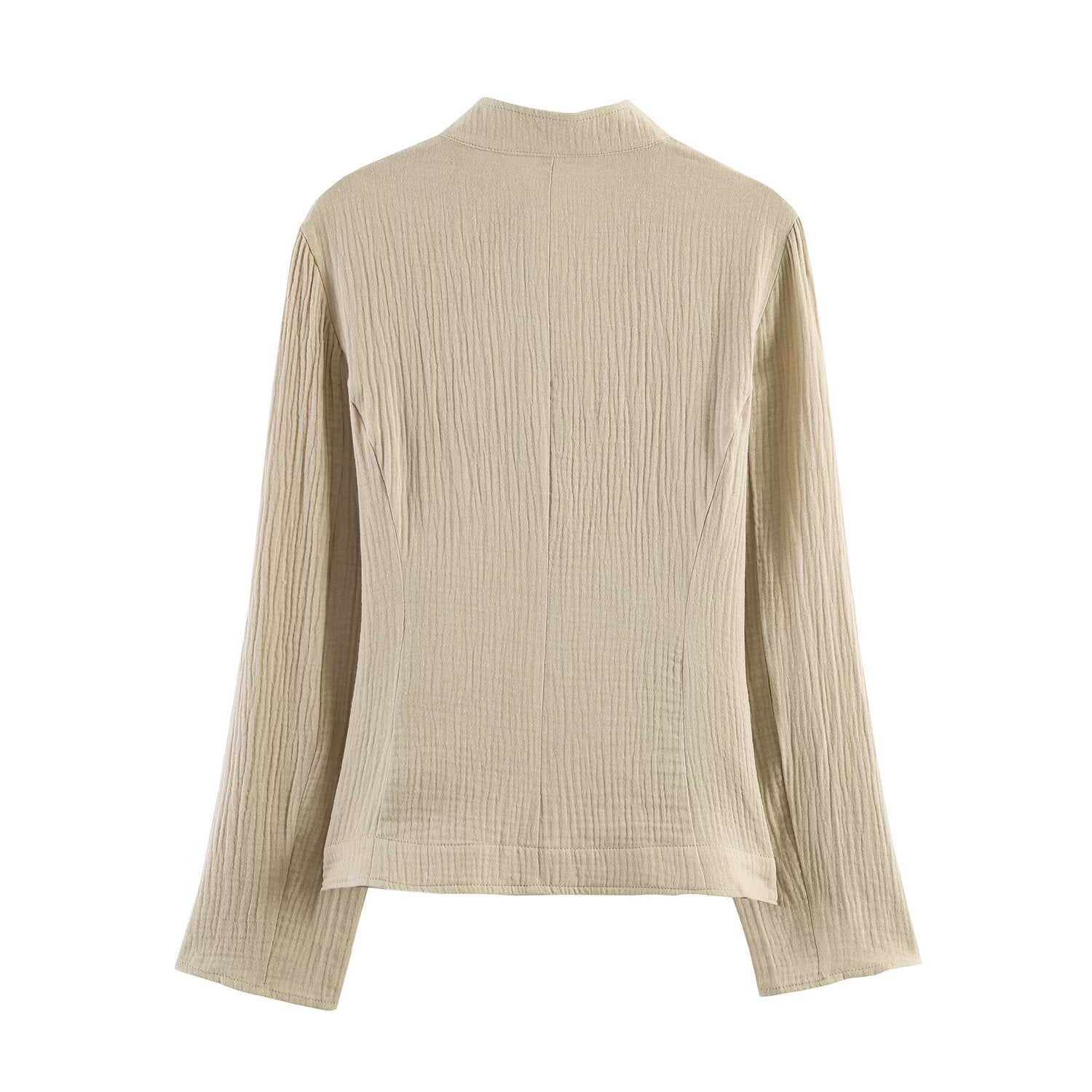 Women's lightweight structured cotton jacket with stand-up collar and decorative buttons Chichicherry