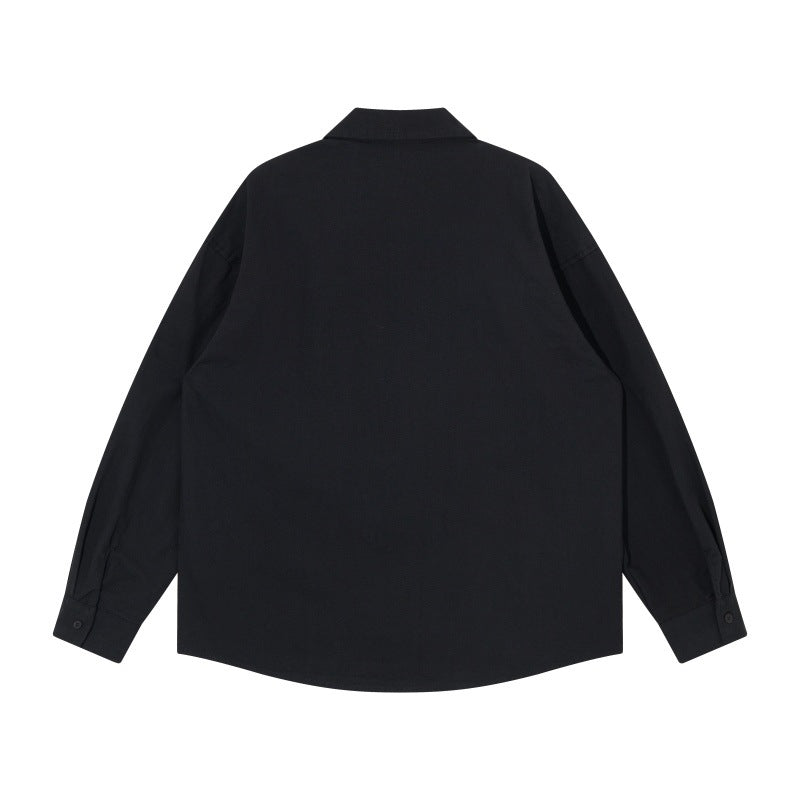 Men's Oversized Shirt Jacket in Workwear Style with Decorative Stitching and Metal Rivets Chichicherry
