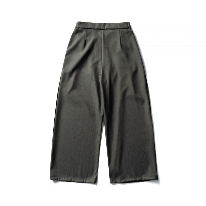 Women's Wide Culotte Pants with High Waist, Pleats and Tie Belt Chichicherry