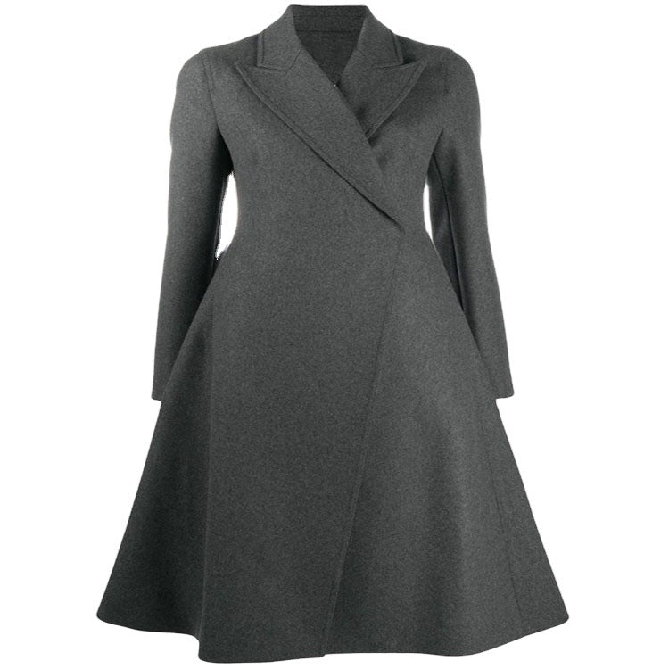Women's Tailored A-Line Coat with Asymmetrical Single-Breasted and Flared Skirt Chichicherry