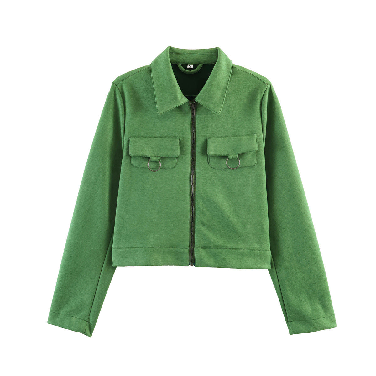 Ladies short cut velour jacket with breast pockets and zipper Chichicherry