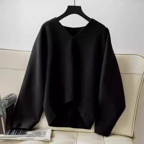 Women Wool Sweater with V-Neck Chichicherry