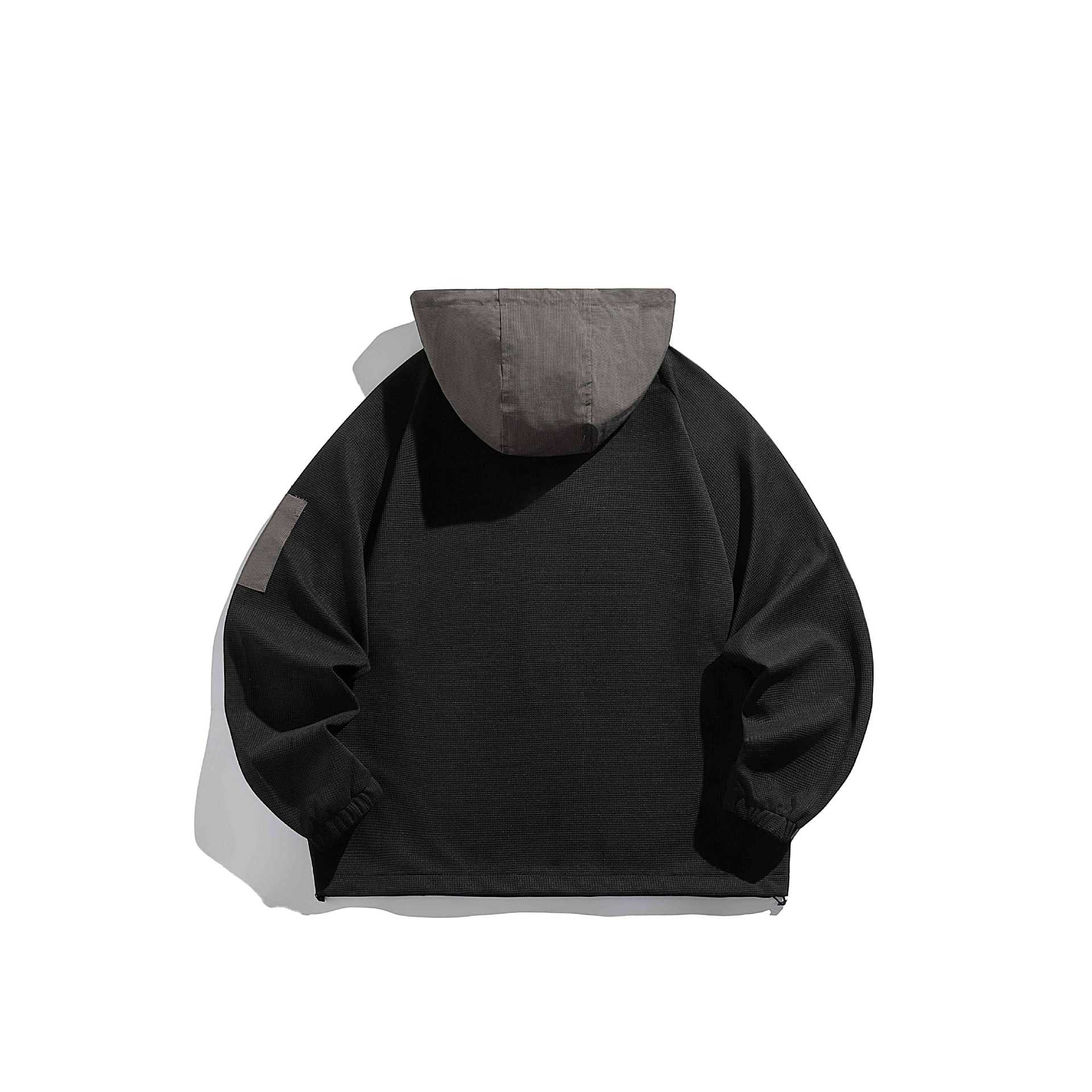 Unisex Oversize Hoodie Anorak Pullover with half button placket, utility arm pocket, and thermal structure Chichicherry