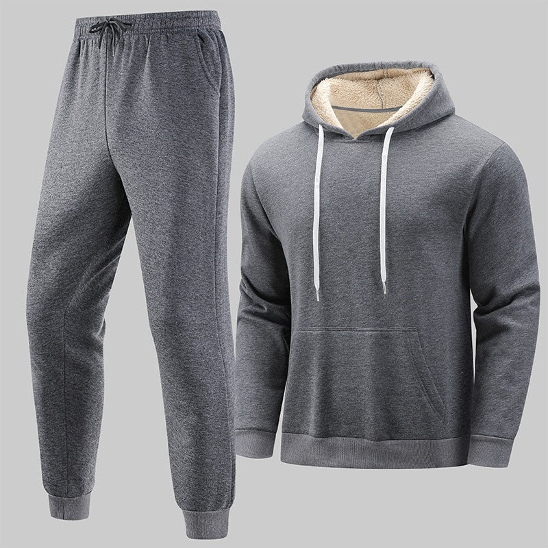 Men's Insulated Leisure Set with Teddy Lined Hoodie & Thermal Jogging Pants Chichicherry