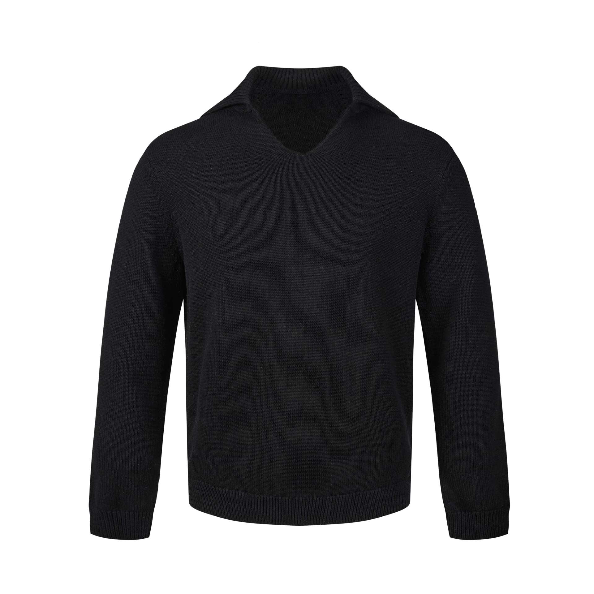 Women's fine knit sweater with V-slit collar and ribbed hem Chichicherry