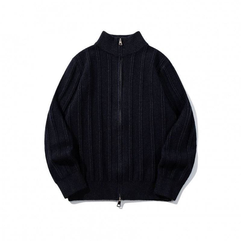 Unisex Zip Sweater with Stand-Up Collar and Vertical Structure Chichicherry