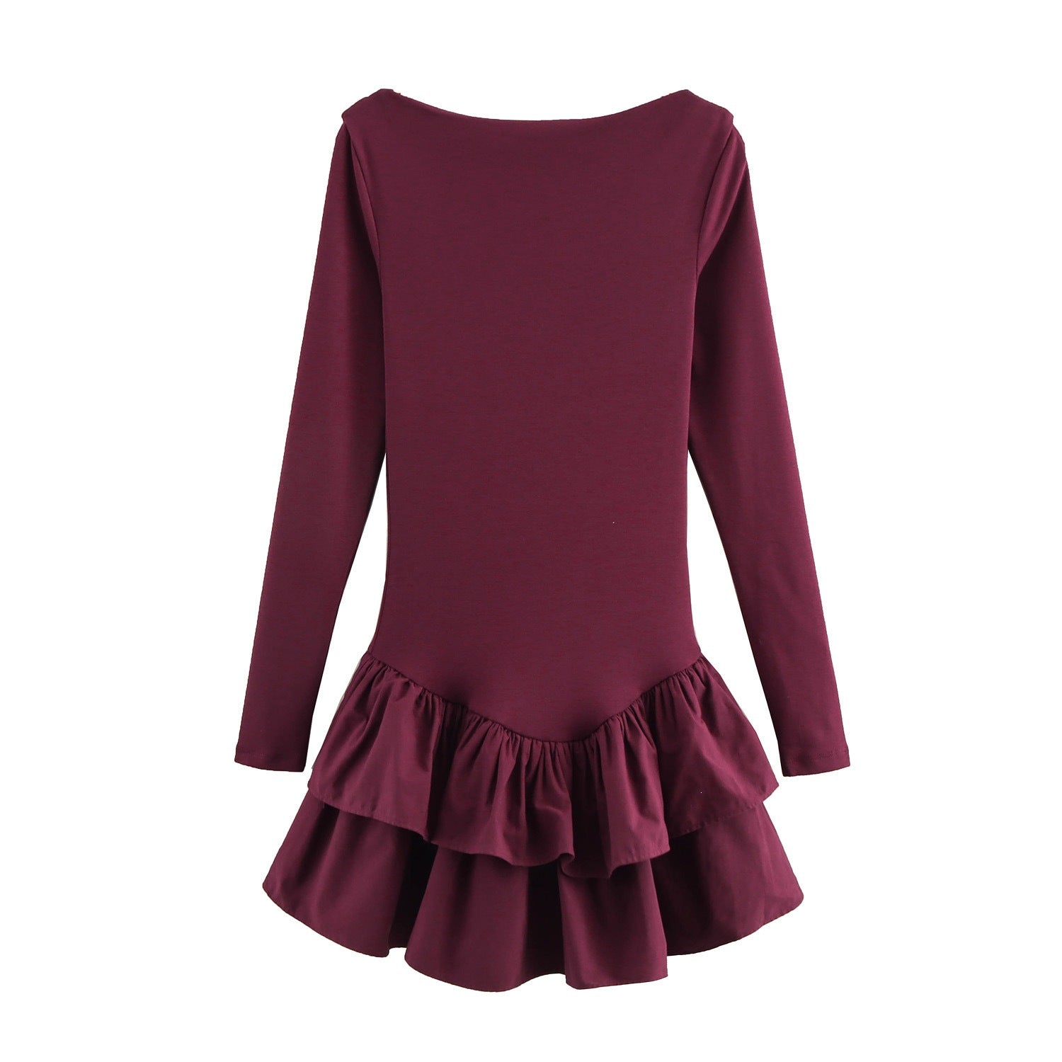 Women's figure-hugging mini dress with tiered ruffles and boat neckline Chichicherry