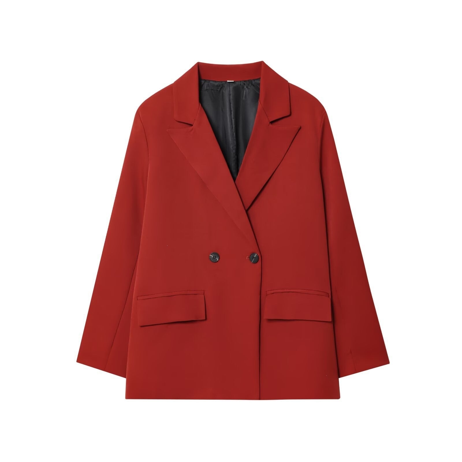 Women's Oversized Double-Breasted Blazer with Flap Pockets Chichicherry