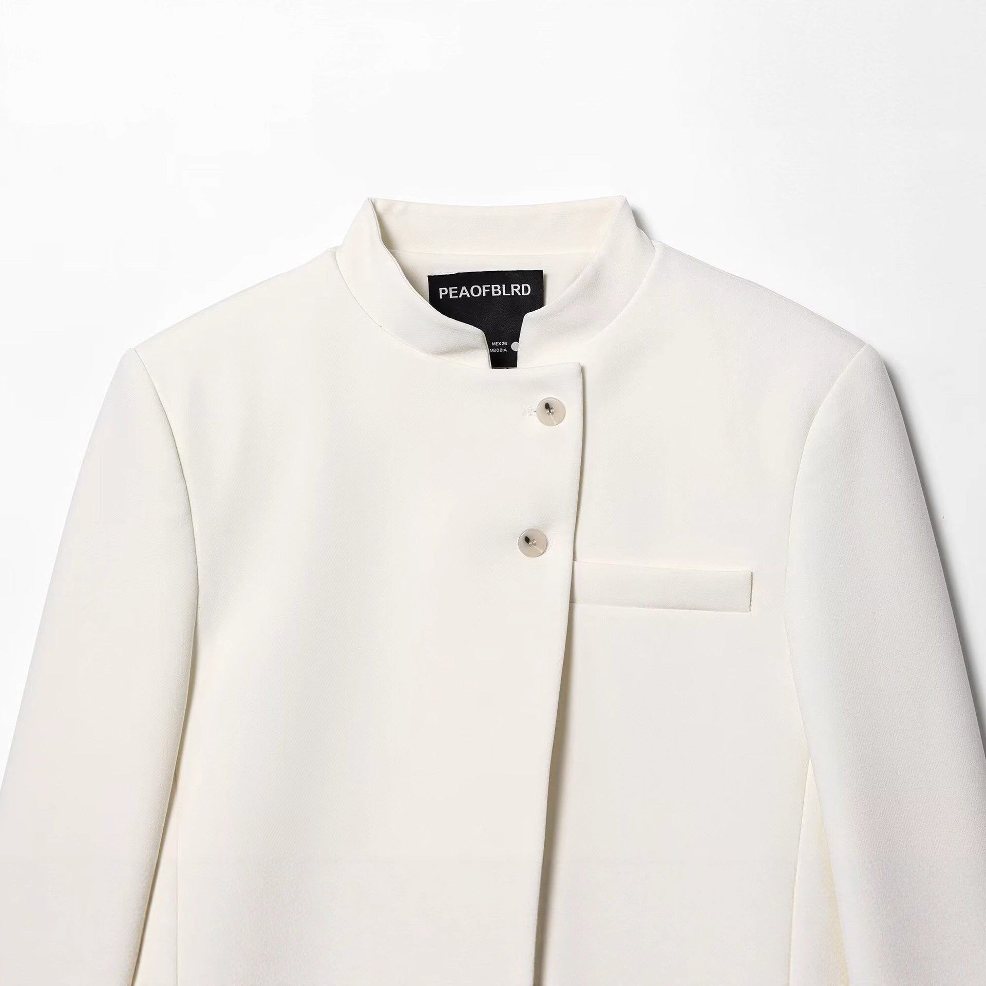 Women's short blazer with stand-up collar and asymmetric button placket Chichicherry