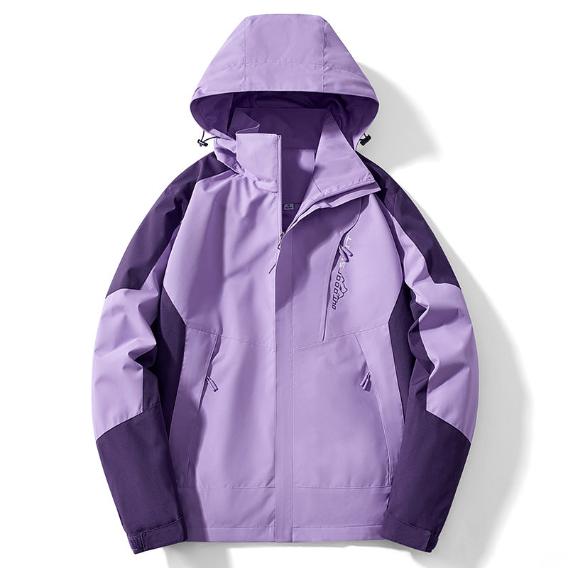 Men's Colorblock Softshell Trekker Jacket with Hood, Concealed Zippers and Side Pockets Chichicherry