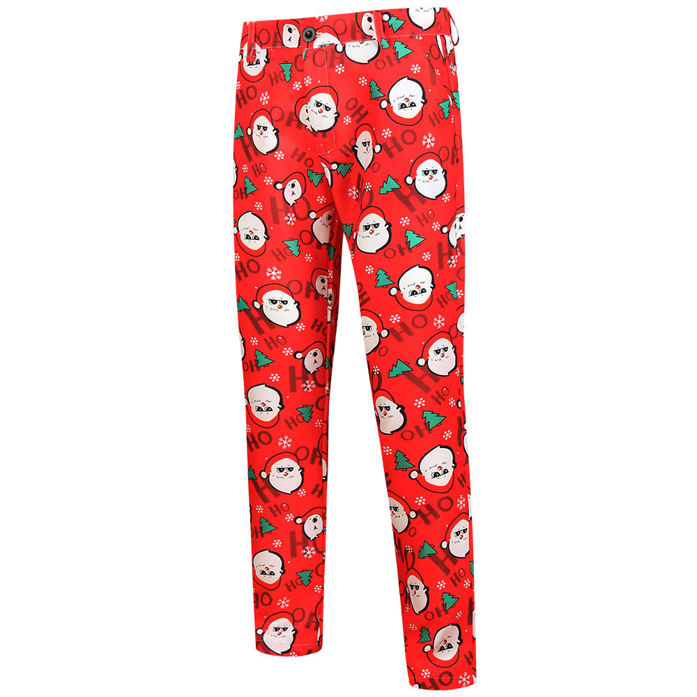 Men's Christmas Suit Set with Patterned Jacket, Vest, and Pants Chichicherry