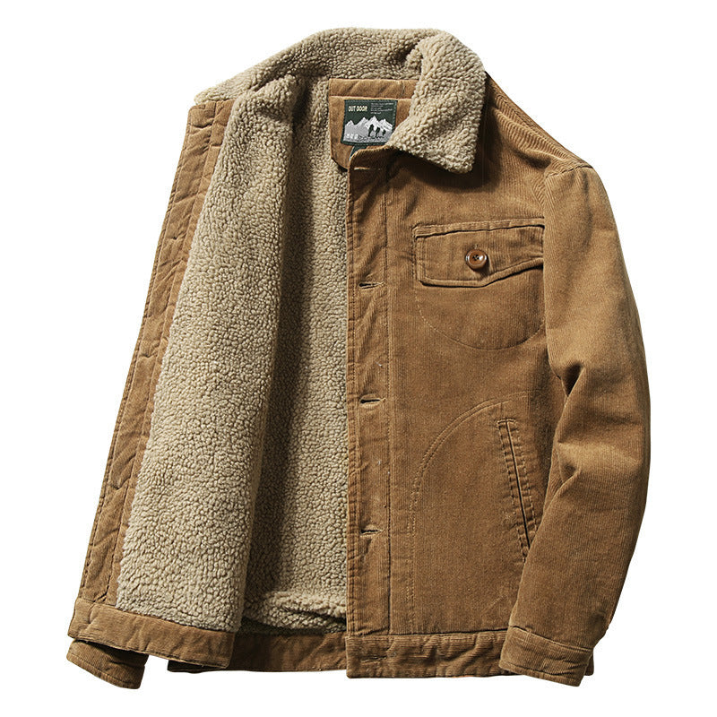 Men's cord trucker jacket with warming teddy lining and shirt collar Chichicherry
