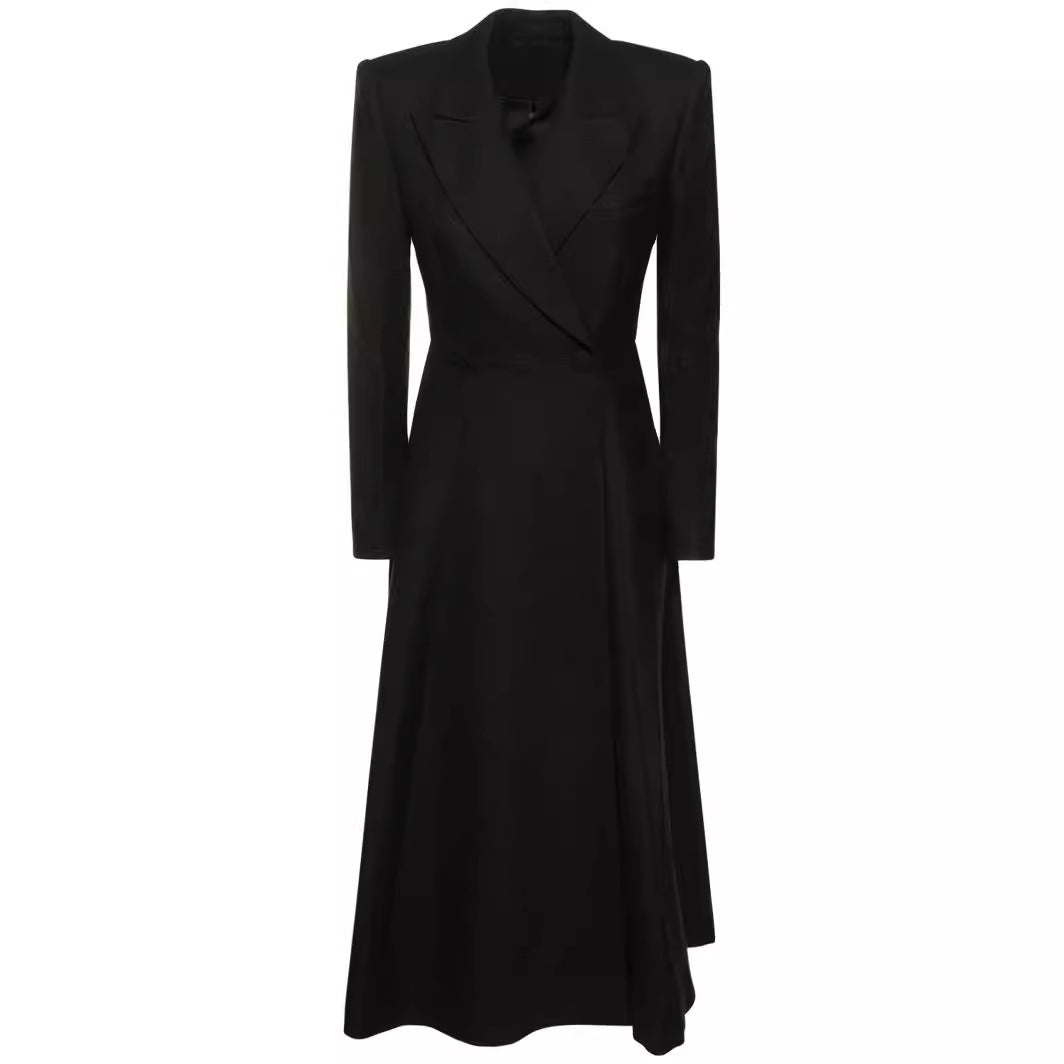 Ladies longer tailored blazer coat with maxi length and structured shoulders Chichicherry